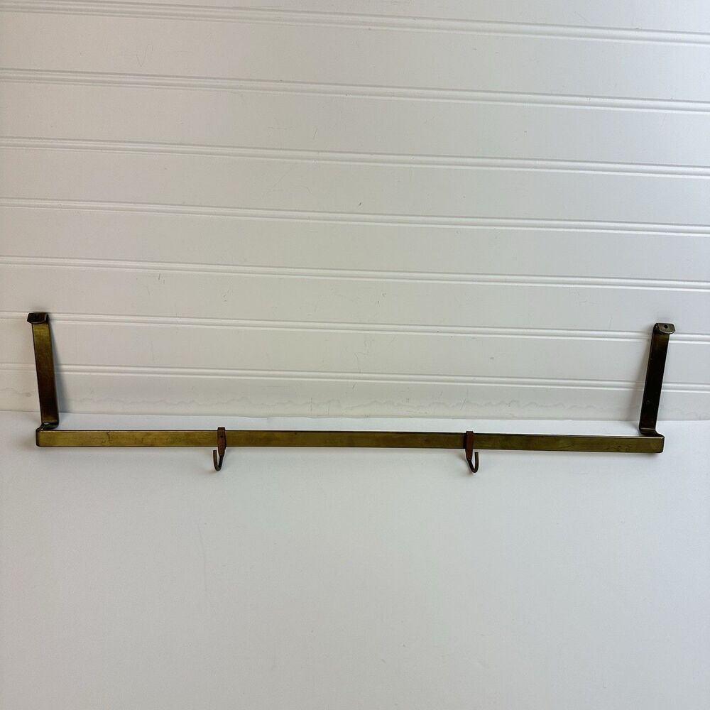 Vintage Paul Revere Solid Brass Wall Kitchen Rod Rail Copper Hooks Hanging Rack